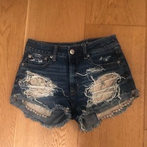 American Eagle dark wash denim shorts